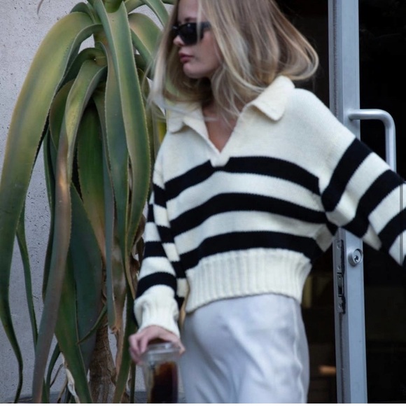 EUC Ciao Lucia Venezia Polo Sweater Ivory Black - Picture 2 of 5